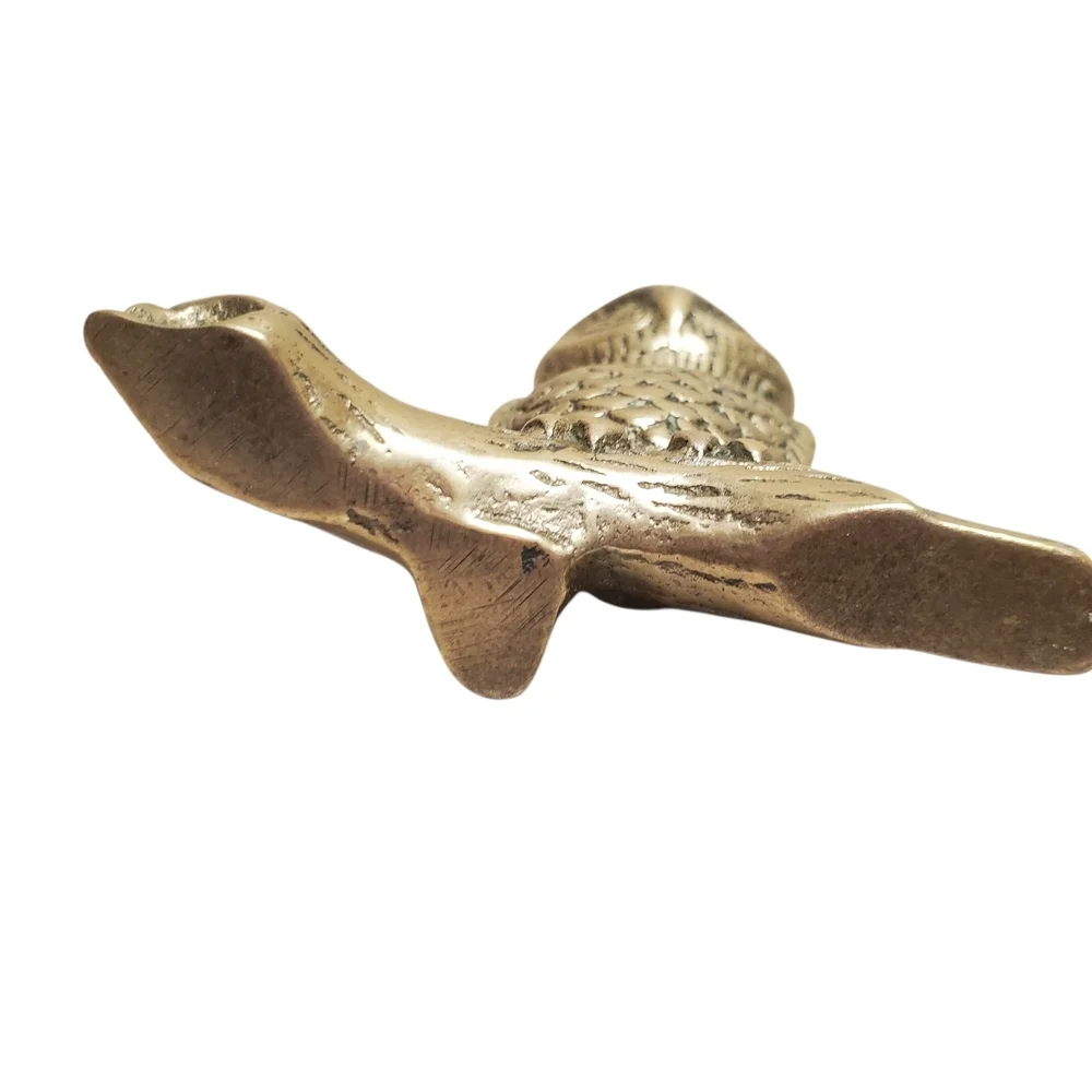 Vintage Solid Brass Owl Figurine On Branch. 2.75